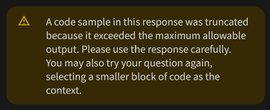 A code sample in this response was...