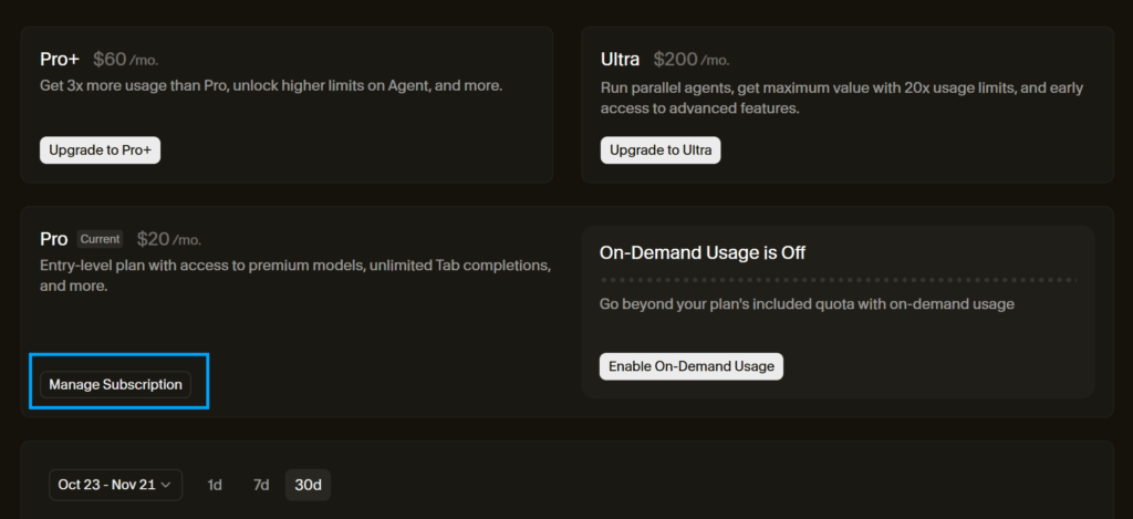 Manage Subscriptionを選択する