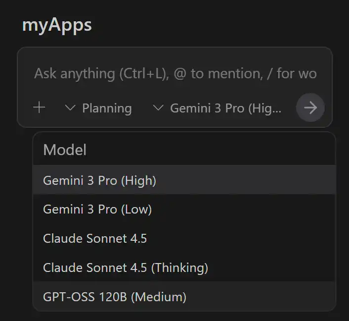 Antigravityで利用可能なAIモデル